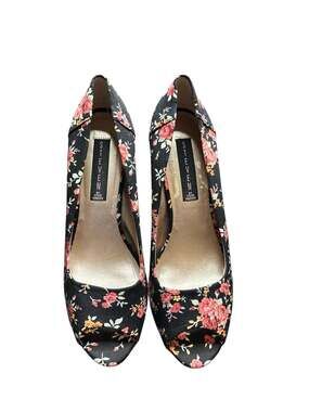 Steven by Steve Madden Floral Satin Peep Toe Platform Pumps